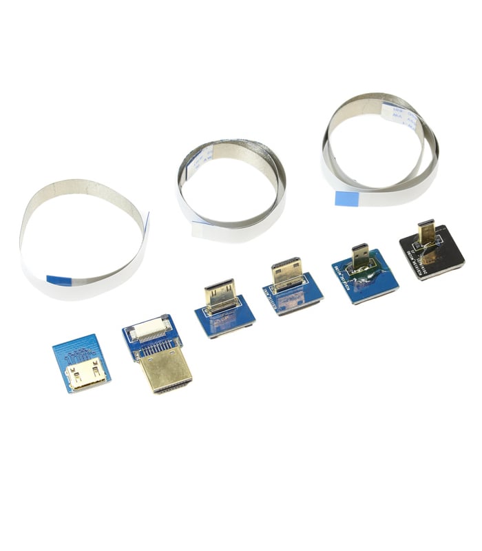 HDMI Flat Ribbon Cable with Standard, Mini and Micro Connectors Bundle Set