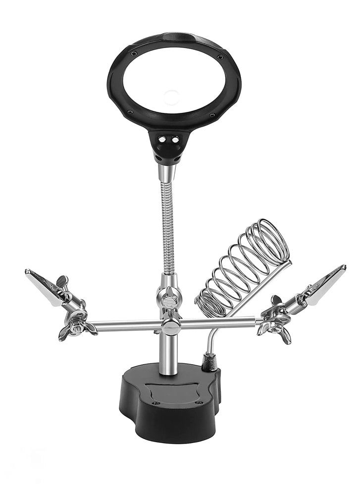 Helping Hands with LED Light, Magnifying Glass & Iron Holder