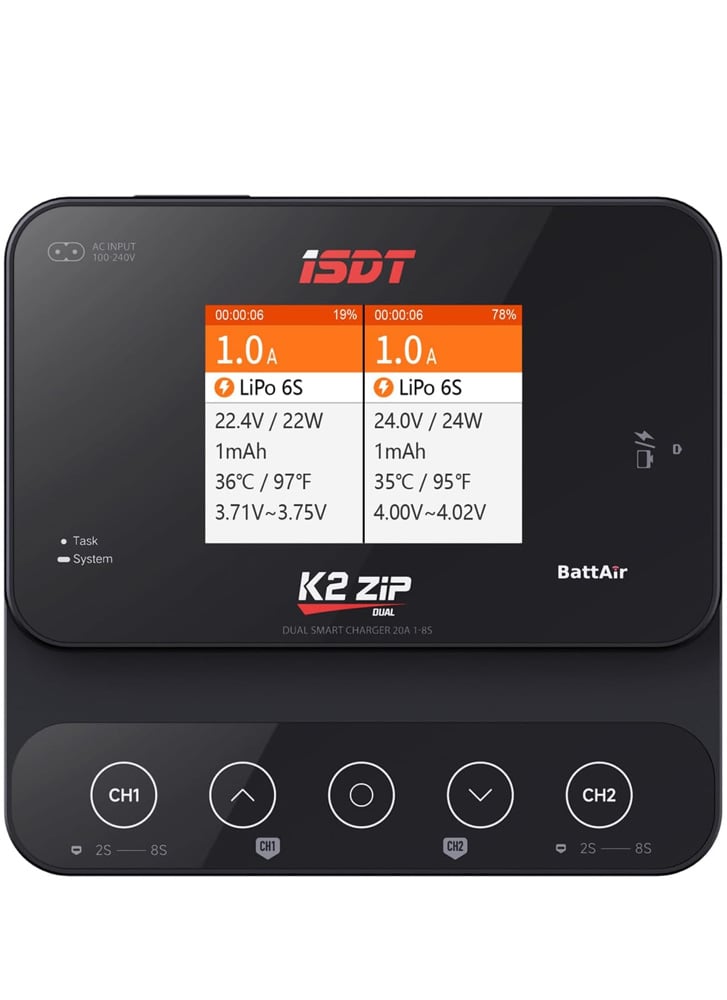 ISDT K2 Zip Dual Port 1~8S AC200W / DC500W Smart Charger