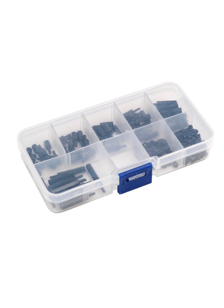 M2 Nylon Male-Female Hex Spacers Screw Nut 180pcs Assortment Kit