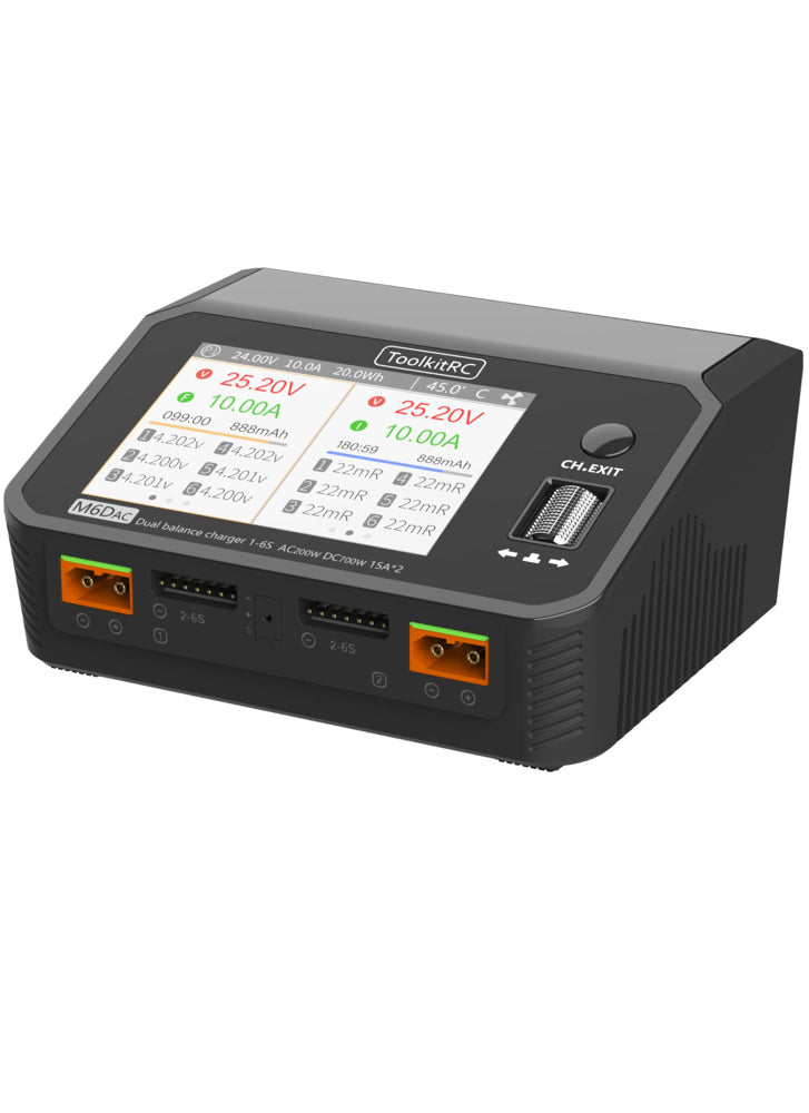 ToolkitRC M6DAC 200W AC/DC Dual Channel Smart Charger