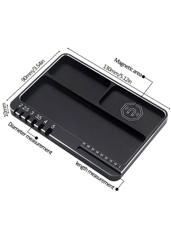 Magnetic Screw & Parts Storage Tray with Length and Diameter Measurement