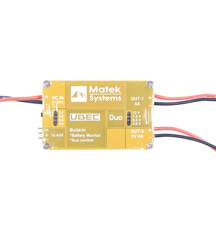 Matek UBEC DUO Dual 4A/5~12V & 4A/5V Outputs with Aux Control​