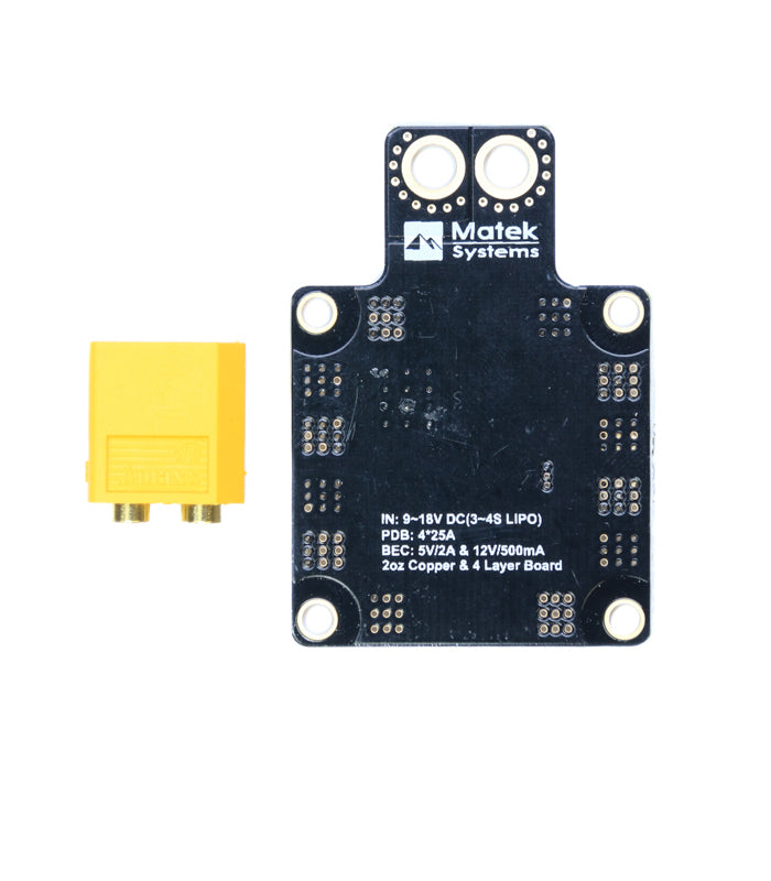 Matek XT60 Quad PDB with 5V & 12V BEC Outputs (36x36mm)