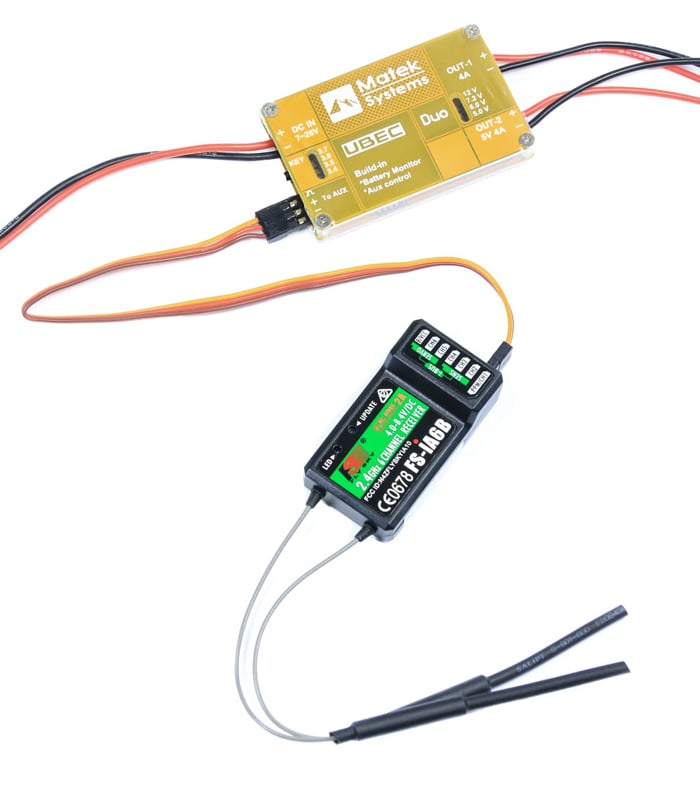 Matek UBEC DUO Dual 4A/5~12V & 4A/5V Outputs with Aux Control​