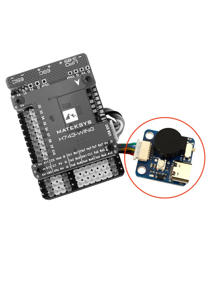 Matek USB Extender & Buzzer for H743-WING & F765-WSE FC
