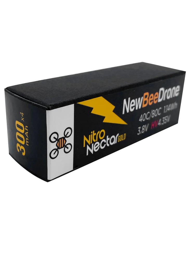 NewBeeDrone Nitro Nectar Gold 300mAh 1S HV LiPo Battery JST-PH2 (Pack of 4)