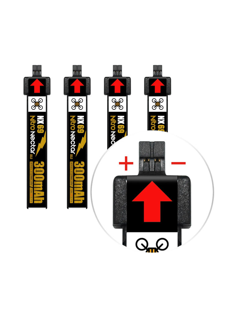 NewBeeDrone Nitro Nectar NX69 300mAh 1S 80C HV LiPo Battery (Pack of 4)