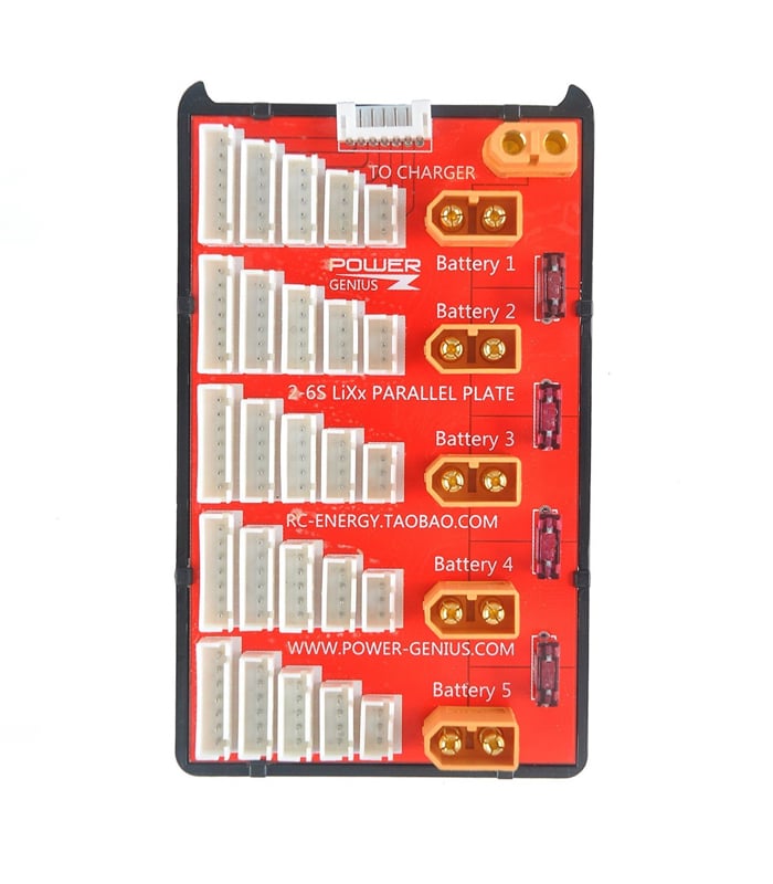 Power-Genius XT60 Fused Parallel Charging Board 2-6S JST-XH