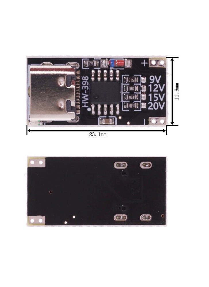 USB-C PD Trigger Module (5V / 9V / 12V / 15V / 20V) Adjustable Voltage Selector Board