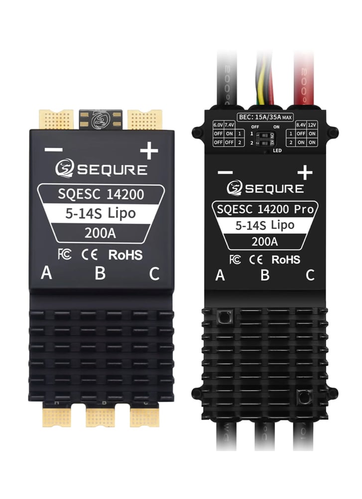 Sequre SQESC 14200 & 14200 Pro Brushless 200A ESC 5-14S BLHeli_32 / AM32
