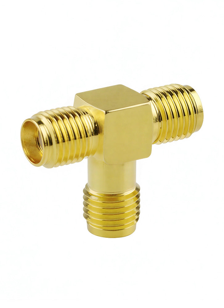 SMA / RP-SMA 3-Way T RF Coax Adapter Splitter Joiner