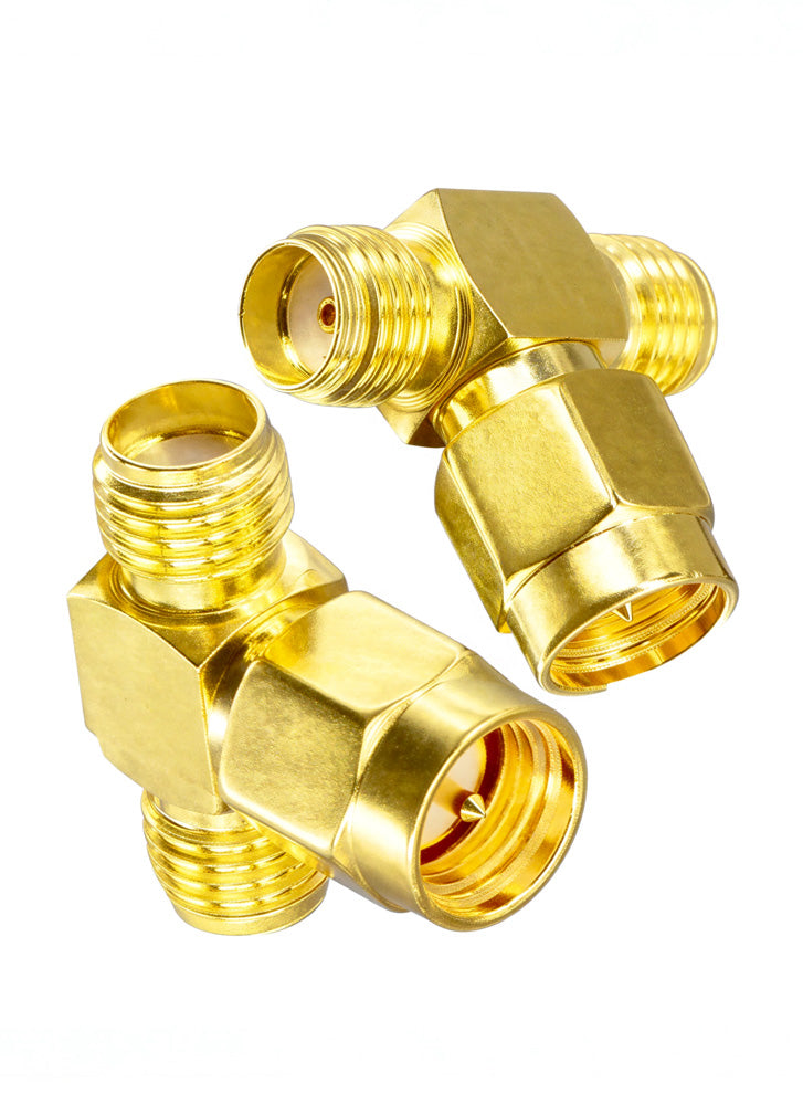 SMA / RP-SMA 3-Way T RF Coax Adapter Splitter Joiner