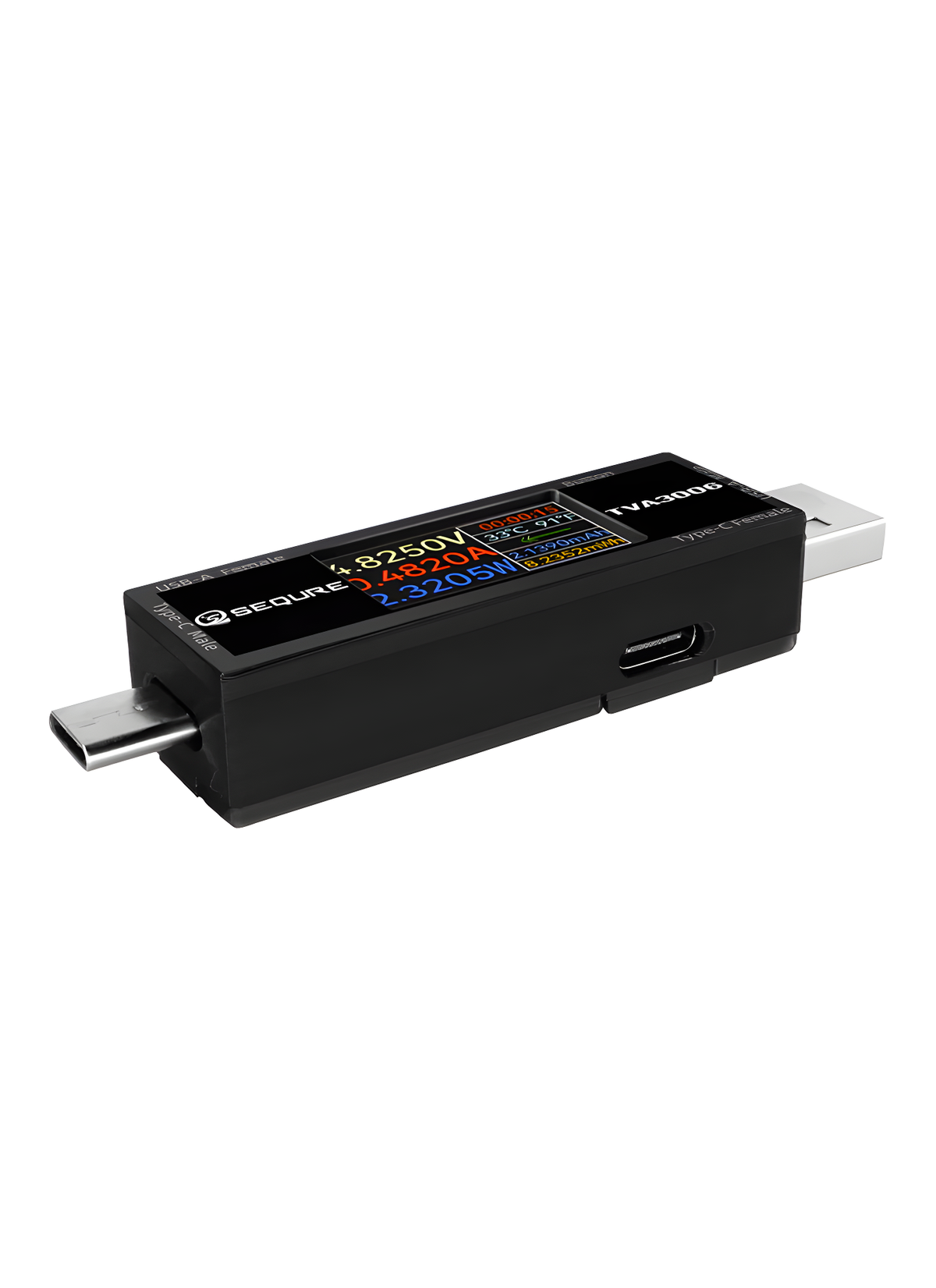 Sequre TVA3006 High Precision USB (Type C & A) Pass-Through Power Meter