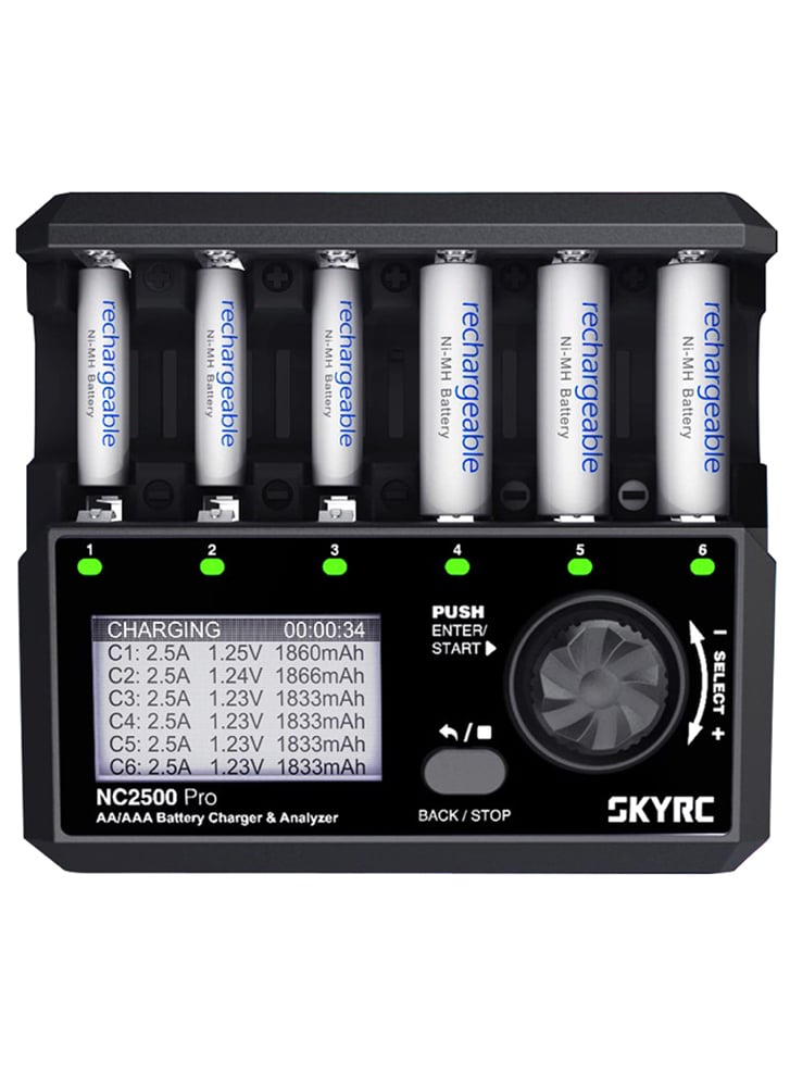 SkyRC NC2500 Pro 6 Slot AA/AAA NiMH & NiCD Battery Charger & Analyzer