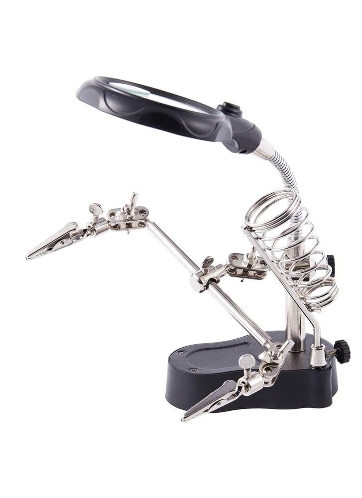 Helping Hands with LED Light, Magnifying Glass & Iron Holder
