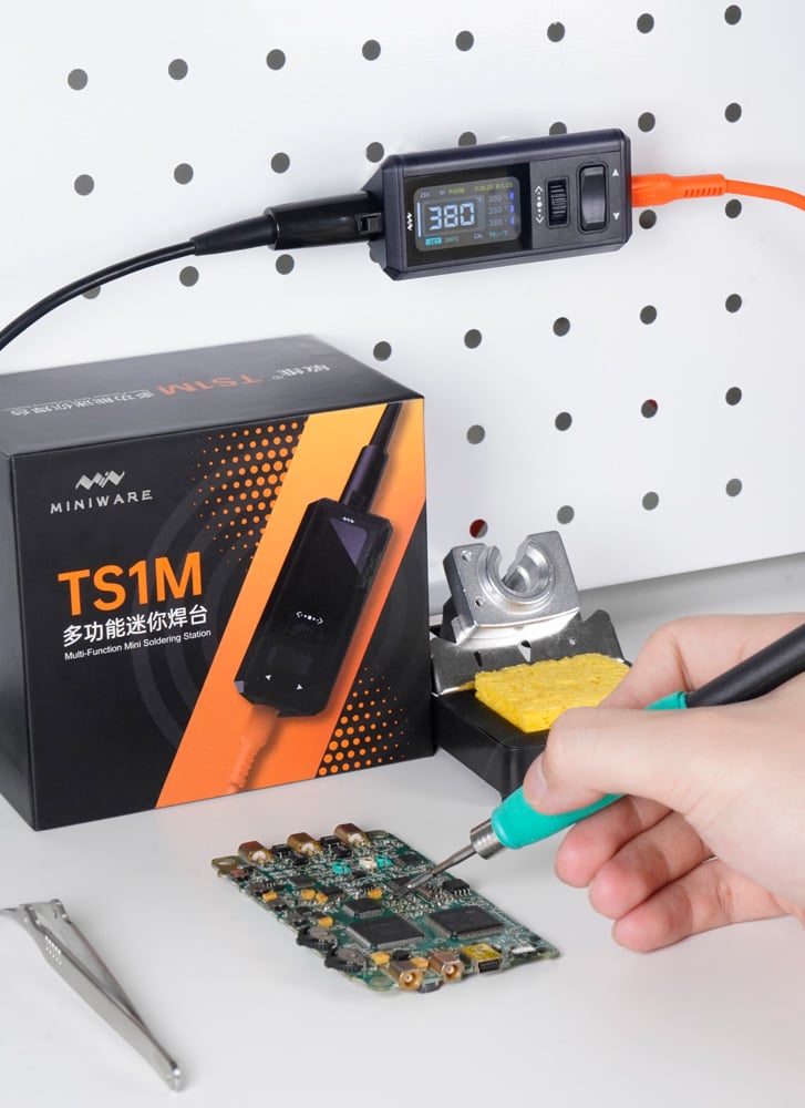 Miniware TS1M Mini Soldering Station – 200W USB-C PD & DC, Smart Control, 100–450°C