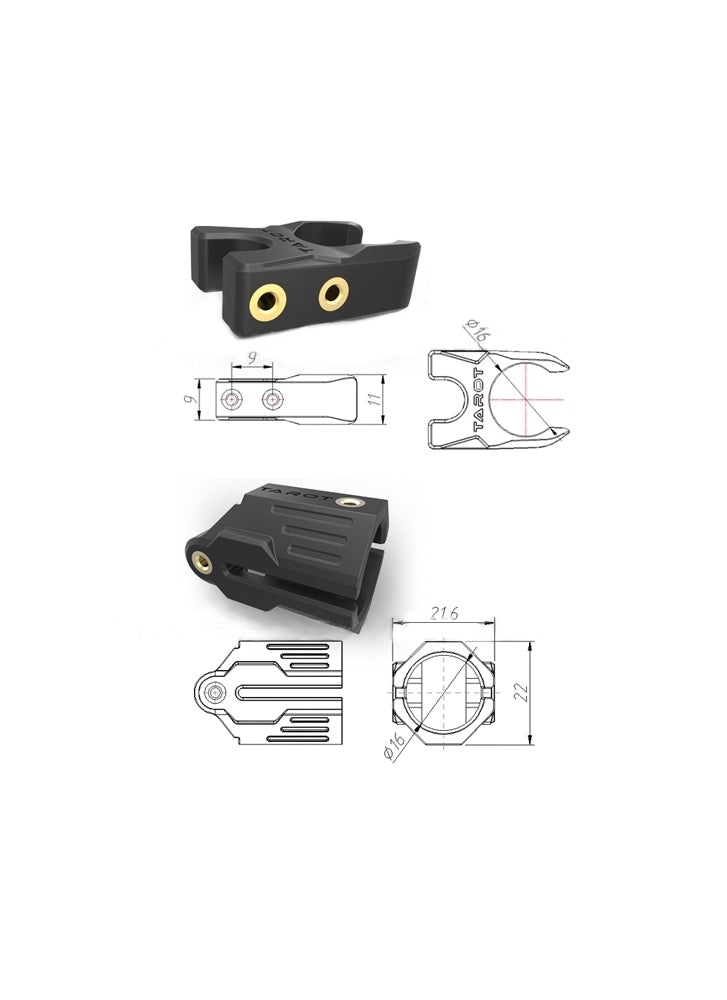 Tarot 16mm Carbon Tube Folding Arm Mount Kit