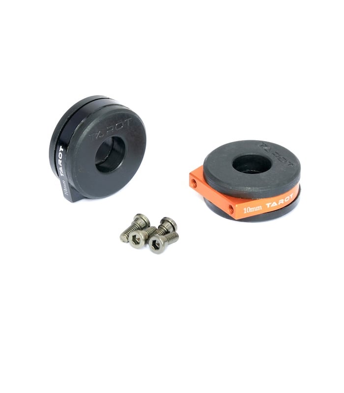 Tarot Aluminium Tube Clamp with Shock Absorbing Rubber Damper 10mm – 2Pcs TL68B10