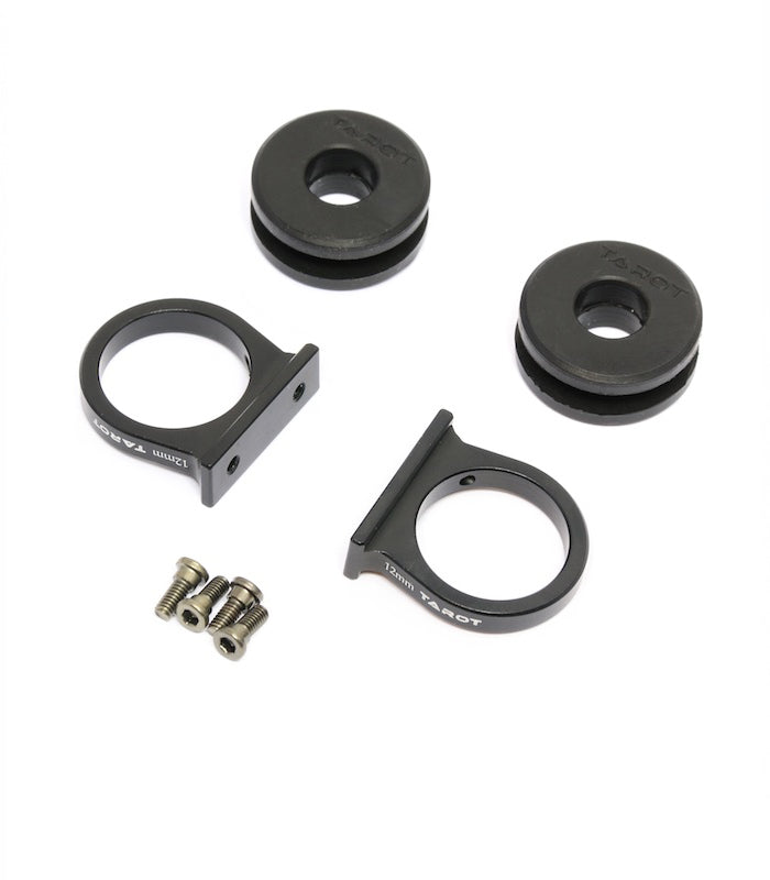 Tarot Aluminium Tube Clamp with Shock Absorbing Rubber Damper 12mm – 2Pcs TL96016