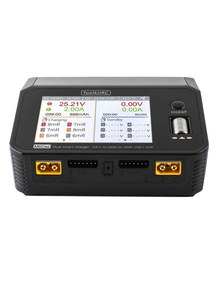 ToolkitRC M6DAC 200W AC/DC Dual Channel Smart Charger