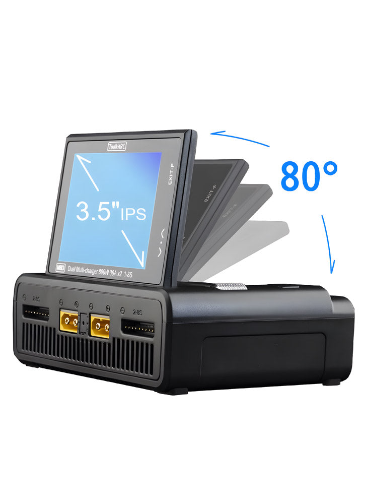 ToolkitRC M8D 1-8S 1600W 50A Dual Channel Touchscreen Charger