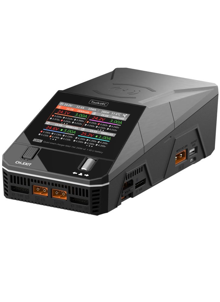 ToolkitRC Q6AC 1-6S AC 250W / DC 1000W Quad Smart Charger​