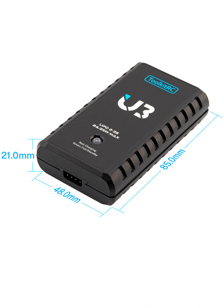 ToolkitRC U3 2.0A 2-3S USB-C LiPo Battery Charger
