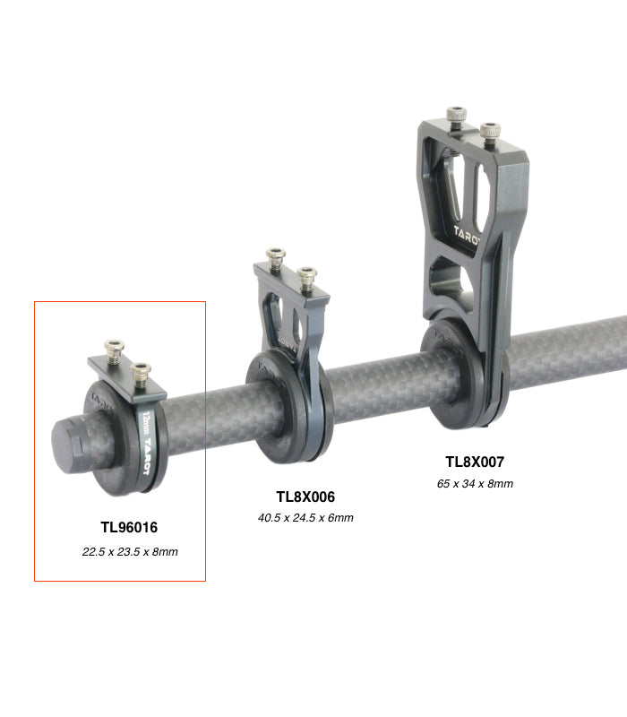 Tarot Aluminium Tube Clamp with Shock Absorbing Rubber Damper 12mm – 2Pcs TL96016