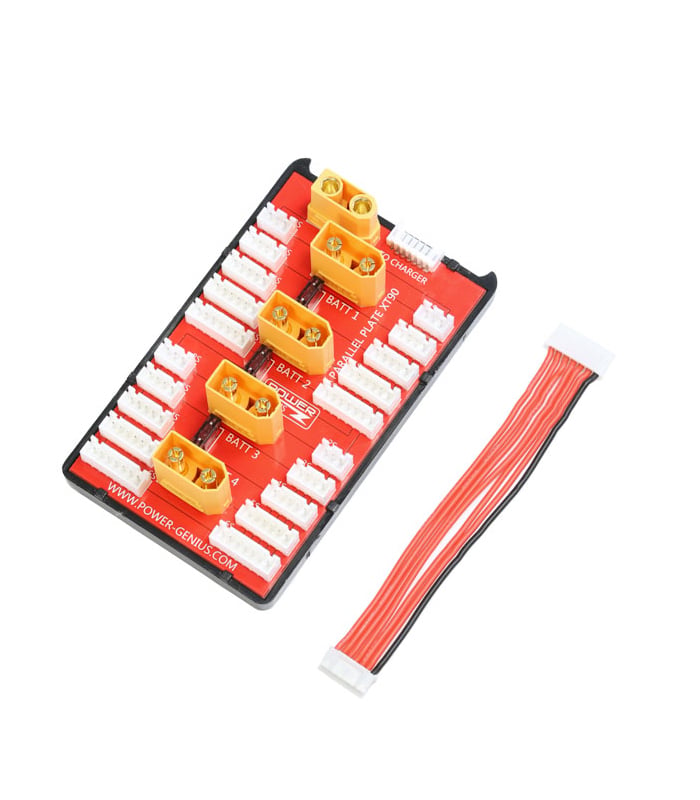 XT90 40A Fused Parallel Charging Board for 4 Packs 2-6S JST-XH with Balance Wire