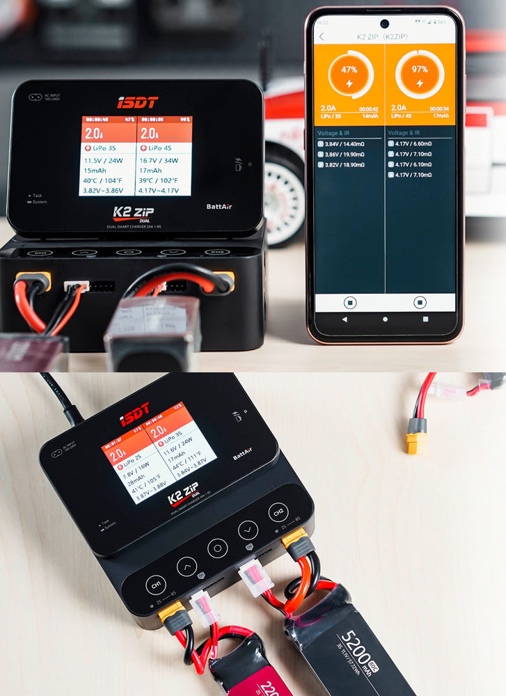 ISDT K2 Zip Dual Port 1~8S AC200W / DC500W Smart Charger
